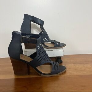 Massini Navy Heeled Sandals